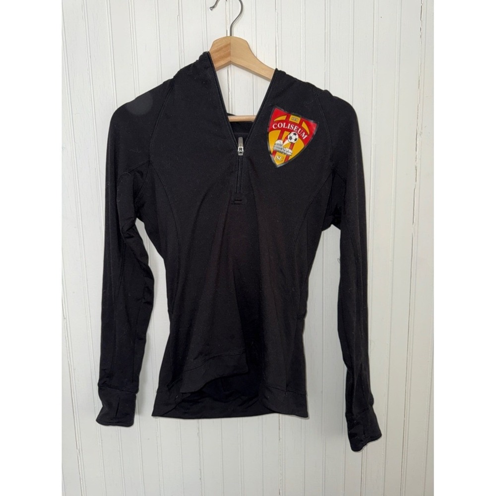 Coliseum SC Soccer Club 1/4 Zip Hoodie Black Women Medium Active Training Top